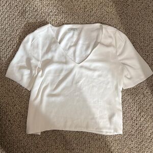 White V-Neck Women's Top